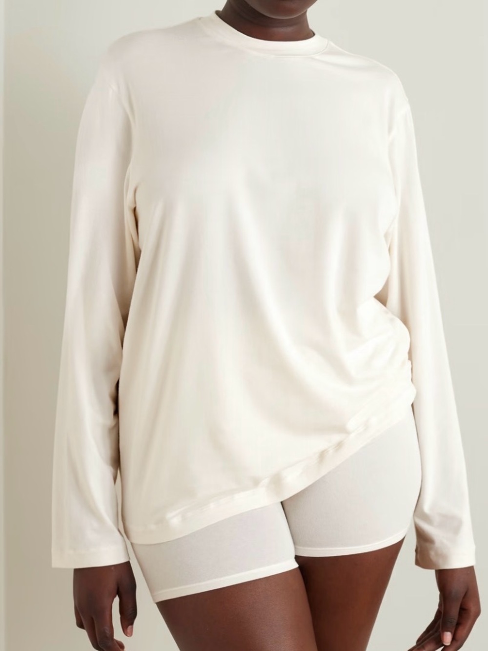 🤍 SKIMS Boyfriend Long Sleeve T-Shirt | Marble | M | NWT 🏷️